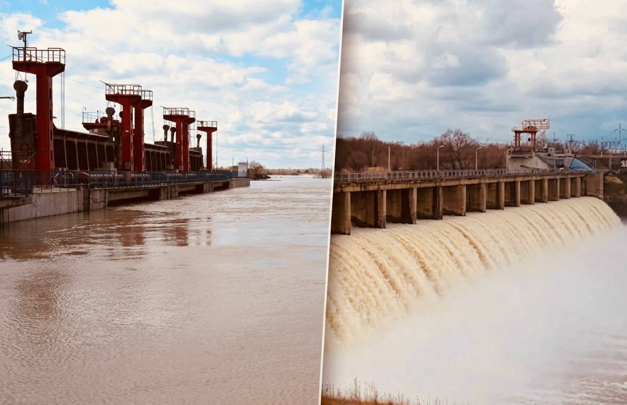 Уровень воды снижается на Сергеевском водохранилище