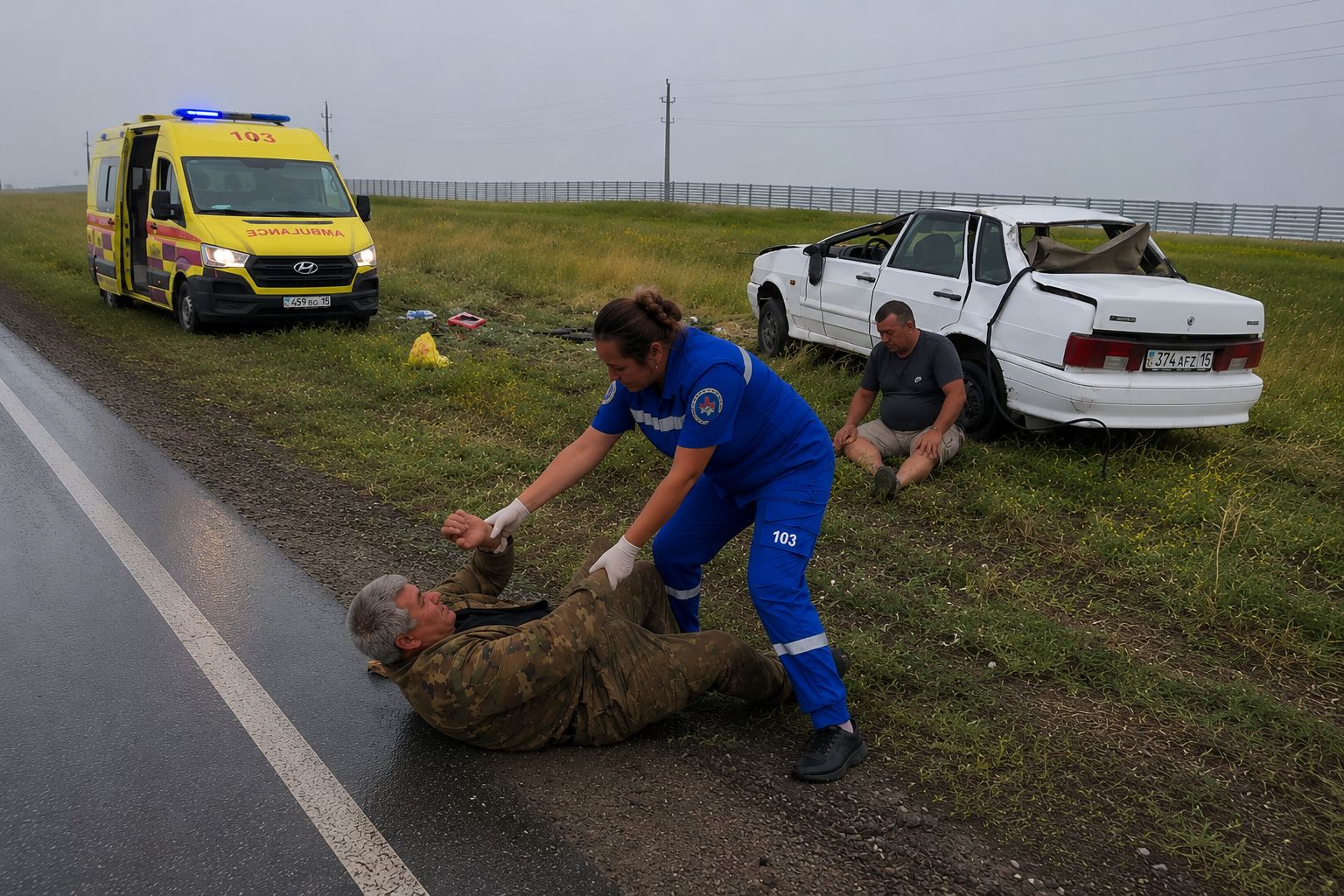 После аварии пьяный пассажир напал на медсестру в СКО